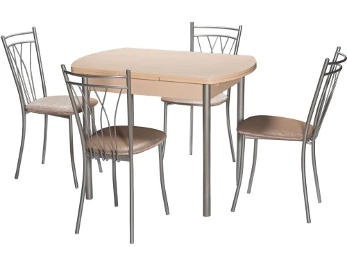 Стол М2 ДП1-02-04 1000(1600)*670, ЛДСП:Дуб светлый, Н/стола прямые Металлик