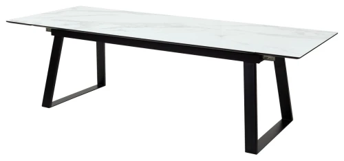Стол Франк 200 БЕЛЫЙ МРАМОР, стекло / ЧЕРНЫЙ М-City