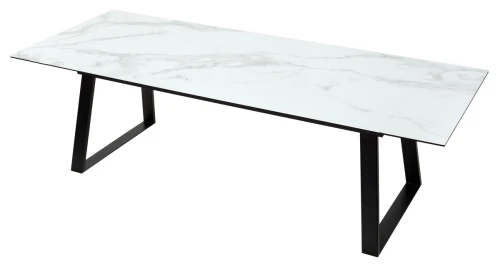 Стол Франк 200 БЕЛЫЙ МРАМОР, стекло / ЧЕРНЫЙ М-City