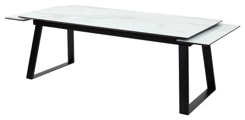 Стол Франк 200 БЕЛЫЙ МРАМОР, стекло / ЧЕРНЫЙ М-City