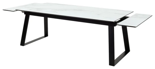 Стол Франк 200 БЕЛЫЙ МРАМОР, стекло / ЧЕРНЫЙ М-City