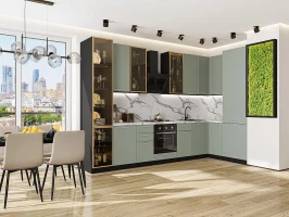 Кухонный гарнитур Квадро-04 Аквамарин Graphite