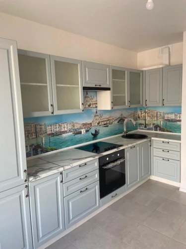 Кухонный гарнитур угловой Ницца-04 Голубой