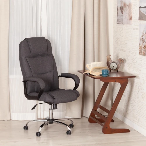 Кресло BERGAMO хром (22) ткань, темно-серый, F68