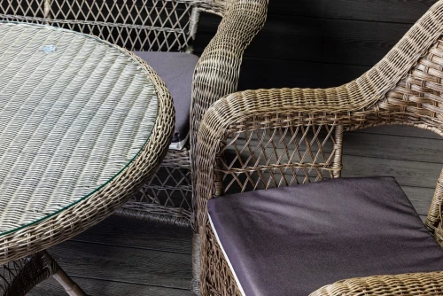 Обеденный комплект садовой мебели МЭДИСОН «MADISON» овальный стол + 3-х местный диван + 2 кресла с подушками на сиденье