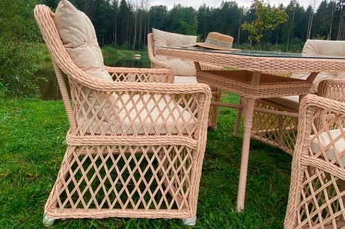 Плетеный комплект мебели MOKKA VILLA ROSA (4 персоны) + 8 подушек