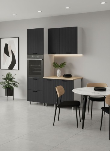 Готовая кухня МК Аленушка 1,6м ПД Лотос Сталь,скоба антрацит,сонома