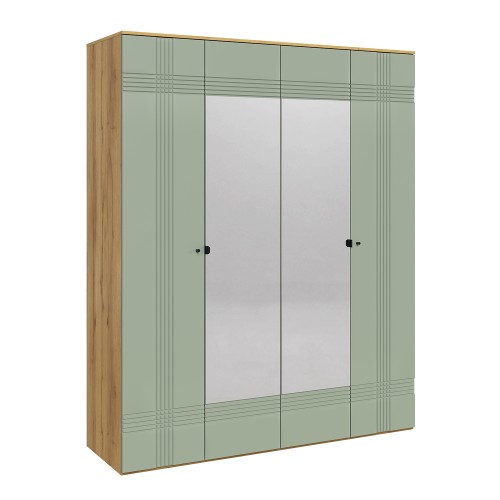 Шкаф распашной четырехдверный Вега Саксония серо-зеленый