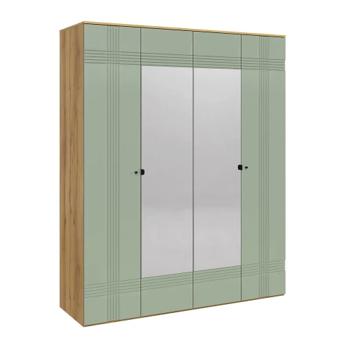 Шкаф распашной четырехдверный Вега Саксония серо-зеленый
