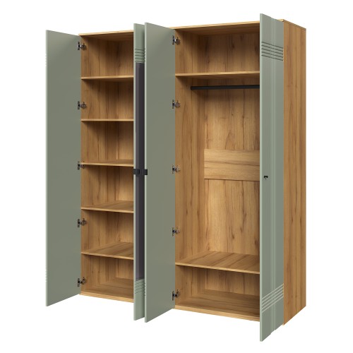 Шкаф распашной четырехдверный Вега Саксония серо-зеленый