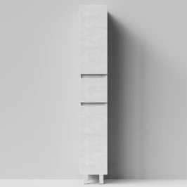 Пенал Бест 30 (2 двери, 1 ящик) напольный, Белый камень ПВХ 57805, левый, бельевая корзина