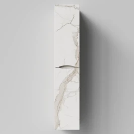 Пенал Лайт 30 подвесной, Мрамор Белый натур милк ПВХ 2537, левый, бельевая корзина