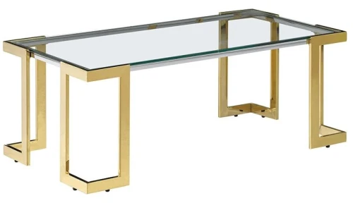 CS-1080 Стол Журнальный стеклянный прозрачный 120*60*45,5см, основание нерж. сталь хром GOLD/PLATINA