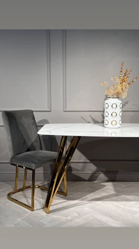 Стул обеденный Пресли DX-2055-1.1, 42х44х92, серый, золото