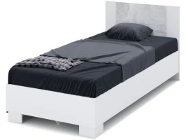 Кровать «Аврора» 90*200 (основание ЛДСП), Белый/Ателье светлый