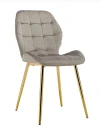 DC829 Стул мягкий, СЕРЫЙ#G62-38 велюр, каркас металл золото КРУГЛЫЙ