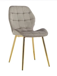 DC829 Стул мягкий, СЕРЫЙ#G62-38 велюр, каркас металл золото КРУГЛЫЙ