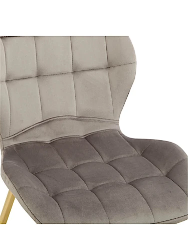 DC829 Стул мягкий, СЕРЫЙ#G62-38 велюр, каркас металл золото КРУГЛЫЙ