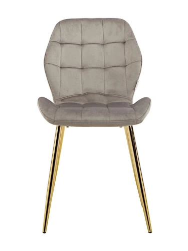 DC829 Стул мягкий, СЕРЫЙ#G62-38 велюр, каркас металл золото КРУГЛЫЙ