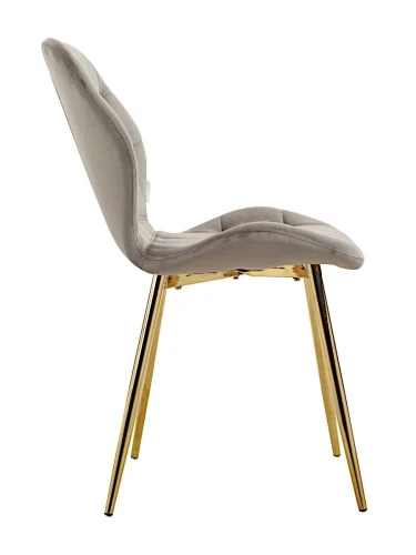 DC829 Стул мягкий, СЕРЫЙ#G62-38 велюр, каркас металл золото КРУГЛЫЙ