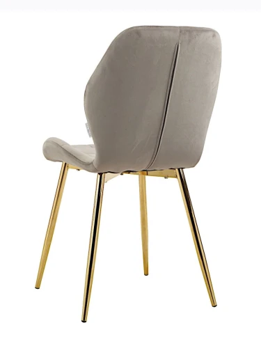 DC829 Стул мягкий, СЕРЫЙ#G62-38 велюр, каркас металл золото КРУГЛЫЙ