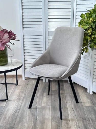 Стул CASA, 360 град. поворот. B22 Серый, велюр / черный каркас, М-City