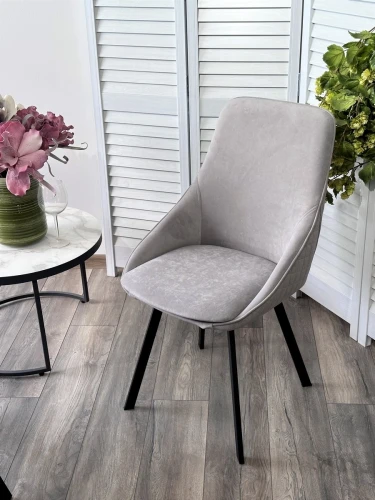 Стул CASA, 360 град. поворот. B22 Серый, велюр / черный каркас, М-City