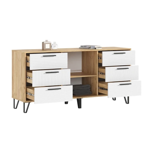 Комод Флэш (1500), Браш Вайт, Дуб Крафт