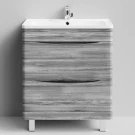 Тумба Адель 70 напольный, Лиственница структурная контрастно-серая ПВХ 64202 Vodok с раковиной в комплекте