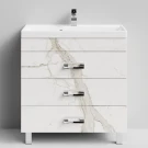 Тумба Орландо 80 напольный, Мрамор Белый натур милк ПВХ 2537 Vodok с раковиной в комплекте