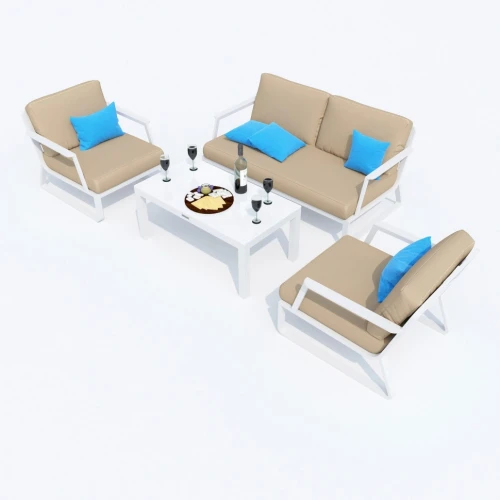 Лаунж зона ESTIVO бежевая - белый каркас