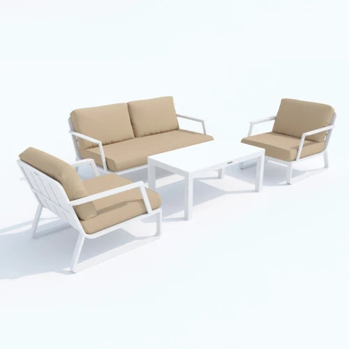 Лаунж зона ESTIVO бежевая - белый каркас
