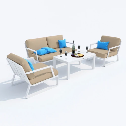 Лаунж зона ESTIVO бежевая - белый каркас