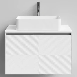 Тумба Соло 80, базовая Белая эмаль, матовая, 1 ящик, подвесной Vodok с раковиной в комплекте