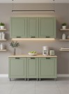 Готовый кухонный гарнитур МК Аленушка 1,6м в.3 Астра Фисташка,скоба черный,сонома