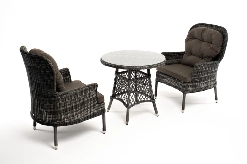 "Алиса" кофейный комплект из искусственного ротанга, цвет графит