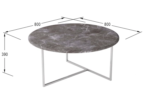 Стол журнальный Маджоре серый мрамор/хром