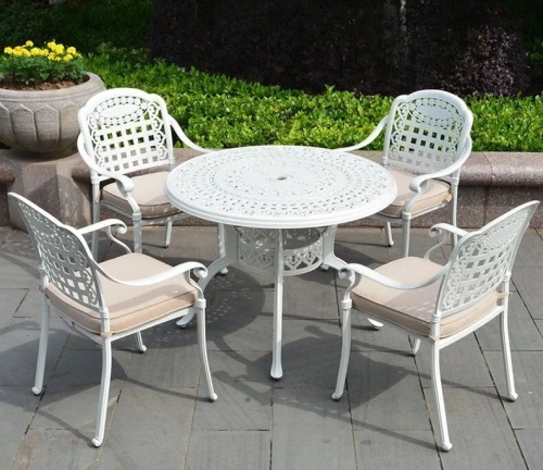 Белый стол из литого алюминия Gera 100 White