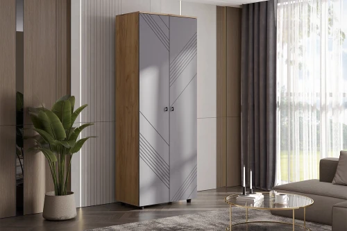 Шкаф двухстворчатый Байкал, Дуб Золотой, Графит