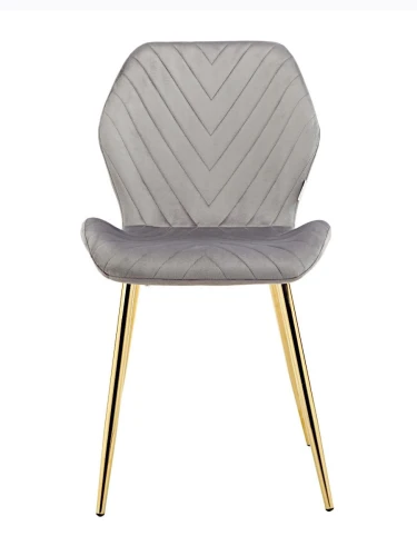 DC828 Стул мягкий, ТЕМНО-СЕРЫЙ#G62-40 велюр, каркас металл золото КРУГЛЫЙ