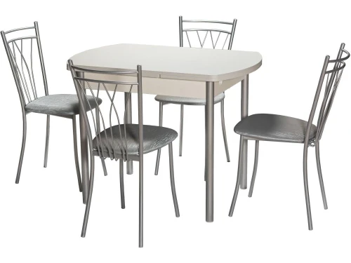 Стол М2 ДП1-02-04 1000(1600)*670, ЛДСП:Жемчуг, Н/стола прямые Металлик