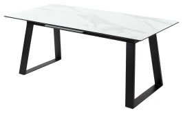 Стол Франк 180 БЕЛЫЙ МРАМОР, стекло / ЧЕРНЫЙ М-City