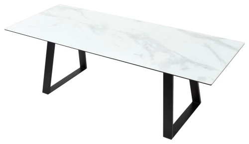 Стол Франк 180 БЕЛЫЙ МРАМОР, стекло / ЧЕРНЫЙ М-City
