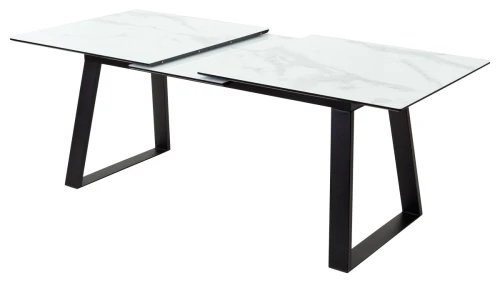 Стол Франк 180 БЕЛЫЙ МРАМОР, стекло / ЧЕРНЫЙ М-City
