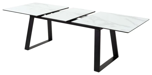 Стол Франк 180 БЕЛЫЙ МРАМОР, стекло / ЧЕРНЫЙ М-City