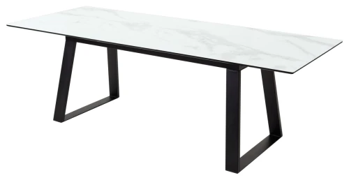 Стол Франк 180 БЕЛЫЙ МРАМОР, стекло / ЧЕРНЫЙ М-City