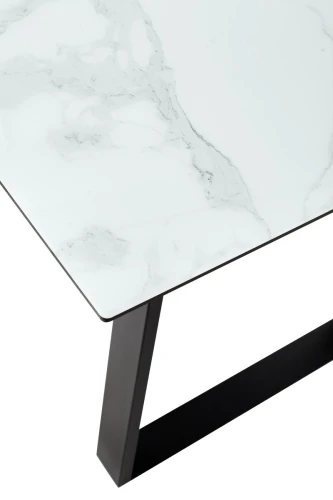 Стол Франк 180 БЕЛЫЙ МРАМОР, стекло / ЧЕРНЫЙ М-City