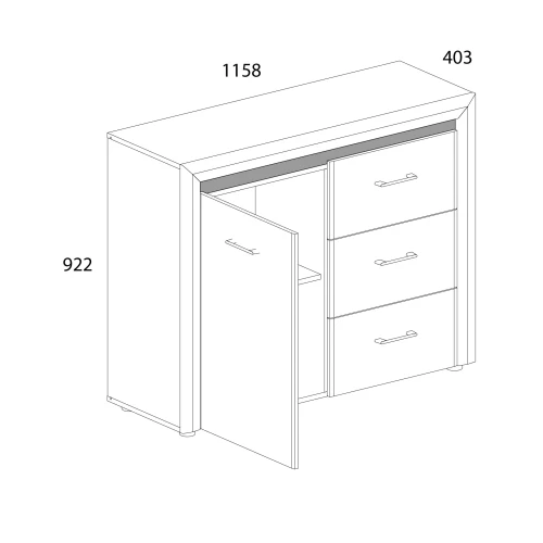 WHITEBLACK, Тумба 1D3S. Цвет БЕЛЫЙ / БЕЛЫЙ ГЛЯНЕЦ
