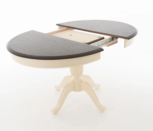 Стол Леонардо D100, Слоновая кость/Темный орех