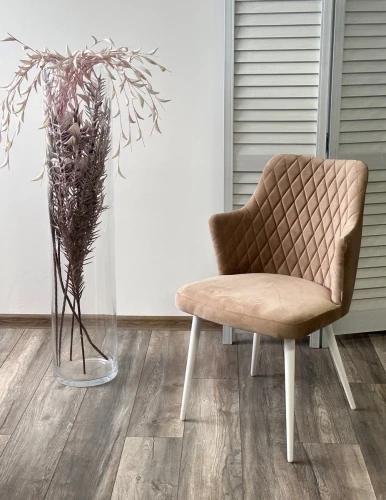 Стул HERMAN 360 град. БЕЖЕВЫЙ #5, велюр / белый каркас М-City